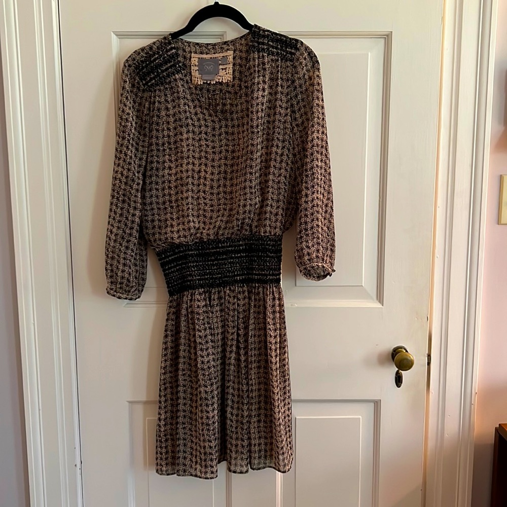 Anthropologie black and tan dress